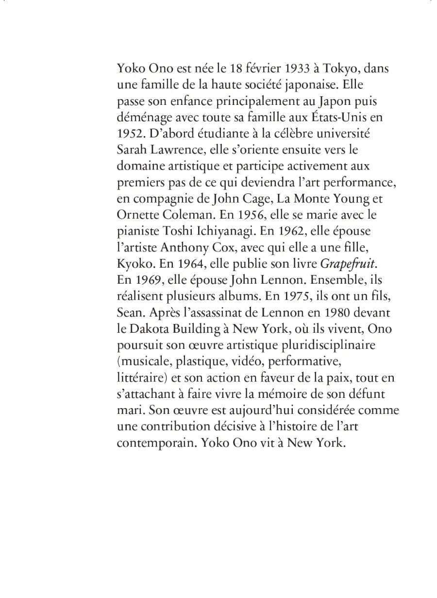 Yoko Ono Julia Kerninon